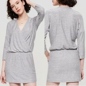 Lou & Grey faux wrap Heather gray mini dress